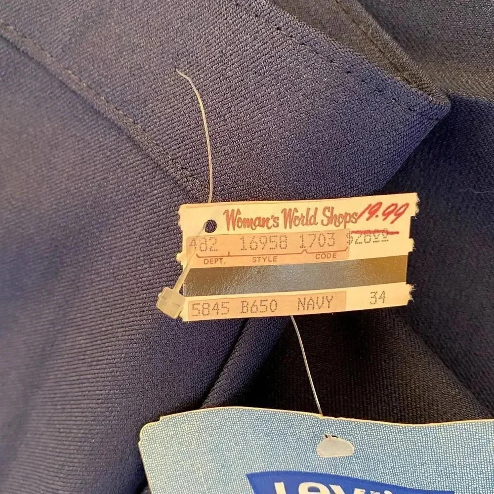 New Vintage-1981 Pants, Levi Strauss & Co., NWT Navy Blue Stretch size 34 - Picture 6 of 10